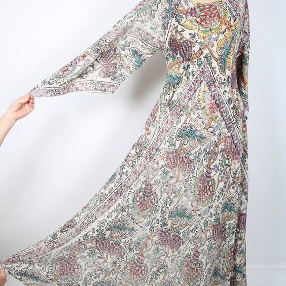 Vintage Caftan Floral Maxi Dress  Boho Hippie Bohemian - Picture 2 of 7